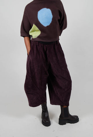 Cropped Barrel Leg Trouser in Purple