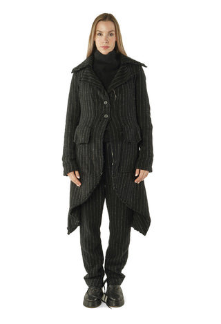 PRE-ORDER - Raw Edge Coat in Black Stripe - 1151204