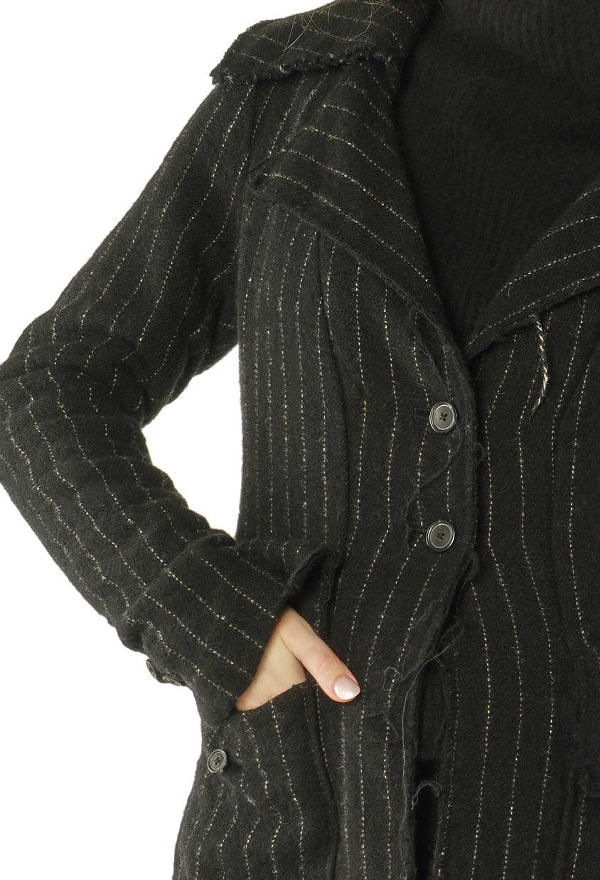 PRE-ORDER - Raw Edge Coat in Black Stripe - 1151204