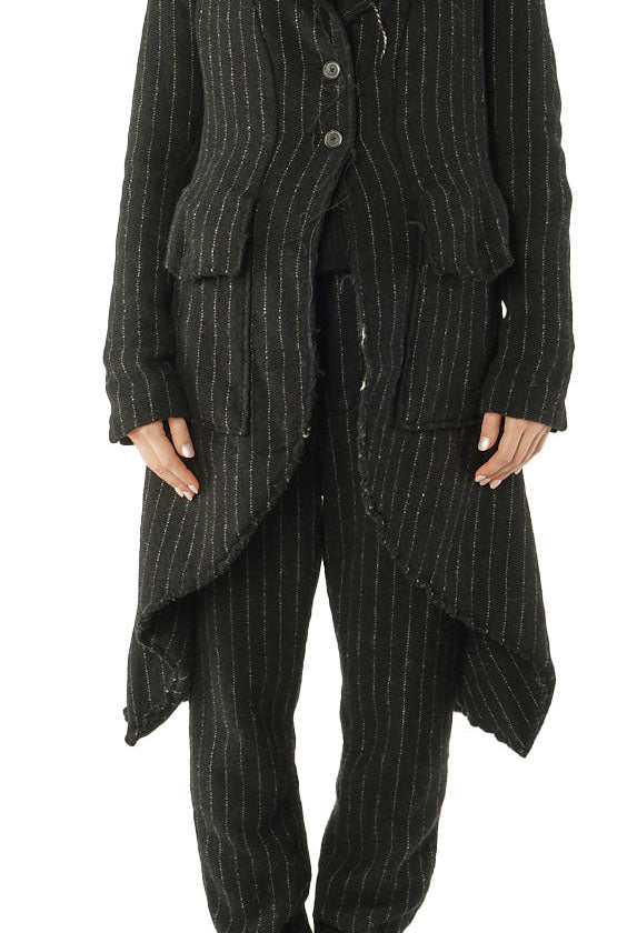 PRE-ORDER - Raw Edge Coat in Black Stripe - 1151204