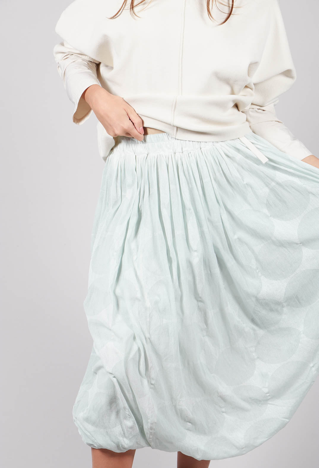 Tulip Shape Skirt with Elasticated Waistband in Mint Print