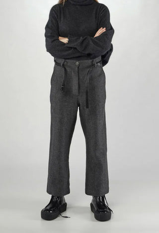 PRE-ORDER - Straight Leg Trousers with Belt in Swamp Mel - 1190104