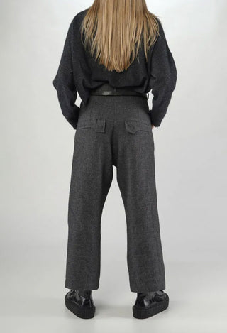 PRE-ORDER - Straight Leg Trousers with Belt in Black (Pictured in Swamp Mel) - 1190104