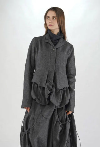 PRE-ORDER - Tailored Jacket with Drawstring Pockets in Black (Pictured in Swamp Mel) - 1191105