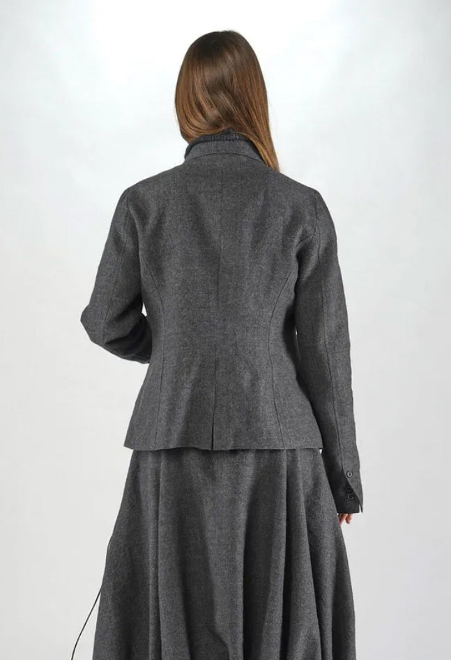 PRE-ORDER - Tailored Jacket with Drawstring Pockets in Black (Pictured in Swamp Mel) - 1191105