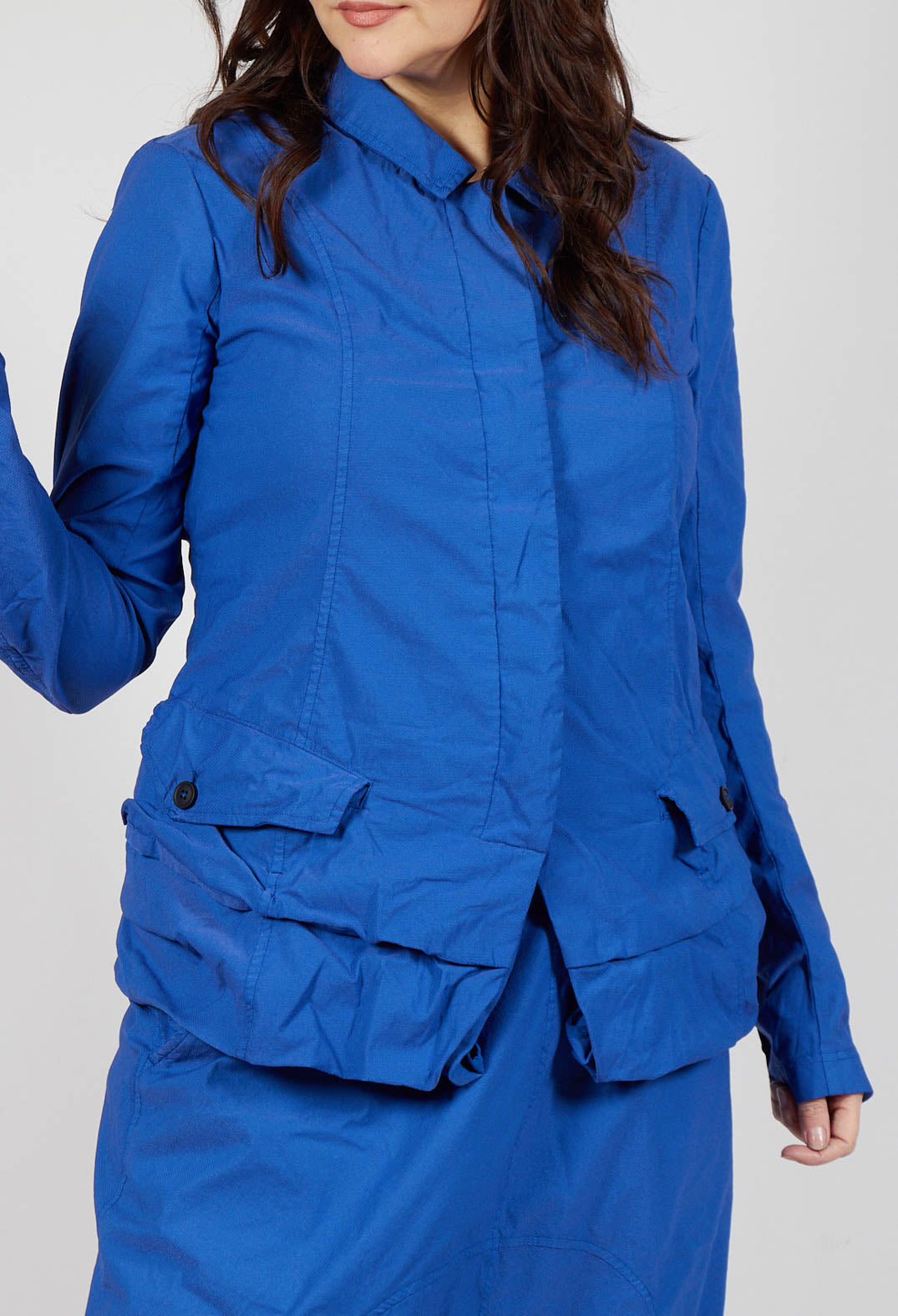 Tailored Layered Hem Jacket in Royal