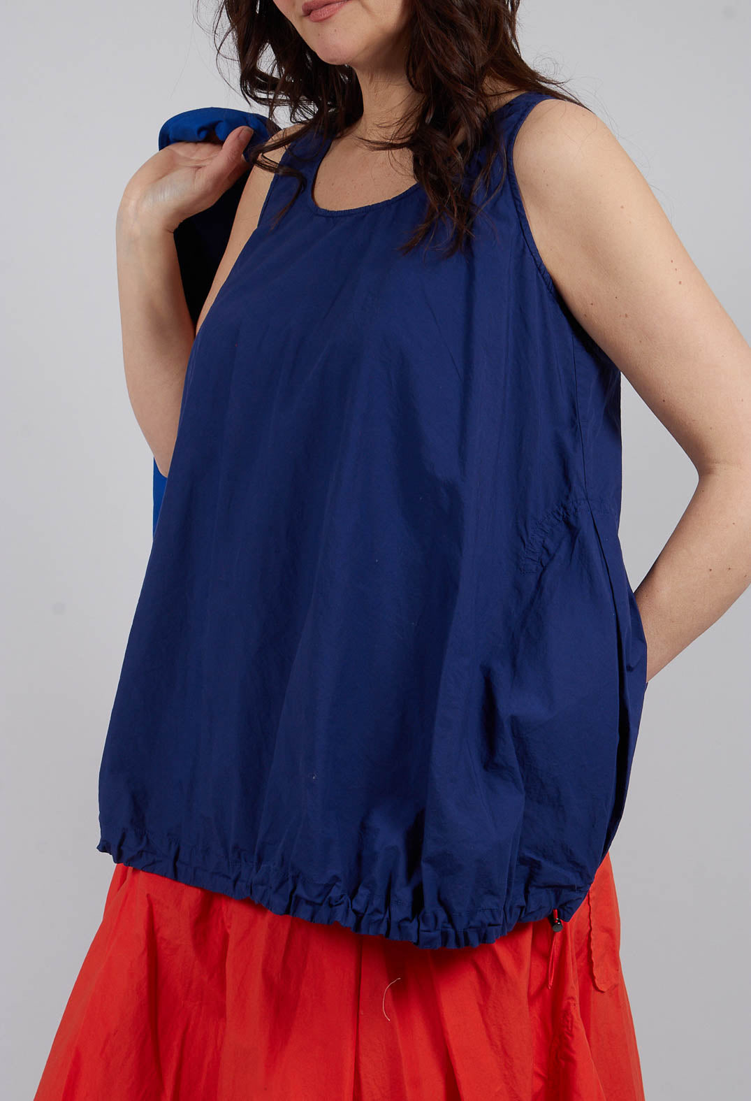 Sheer Vest Top with Adjustable Pull Toggles in Ocean