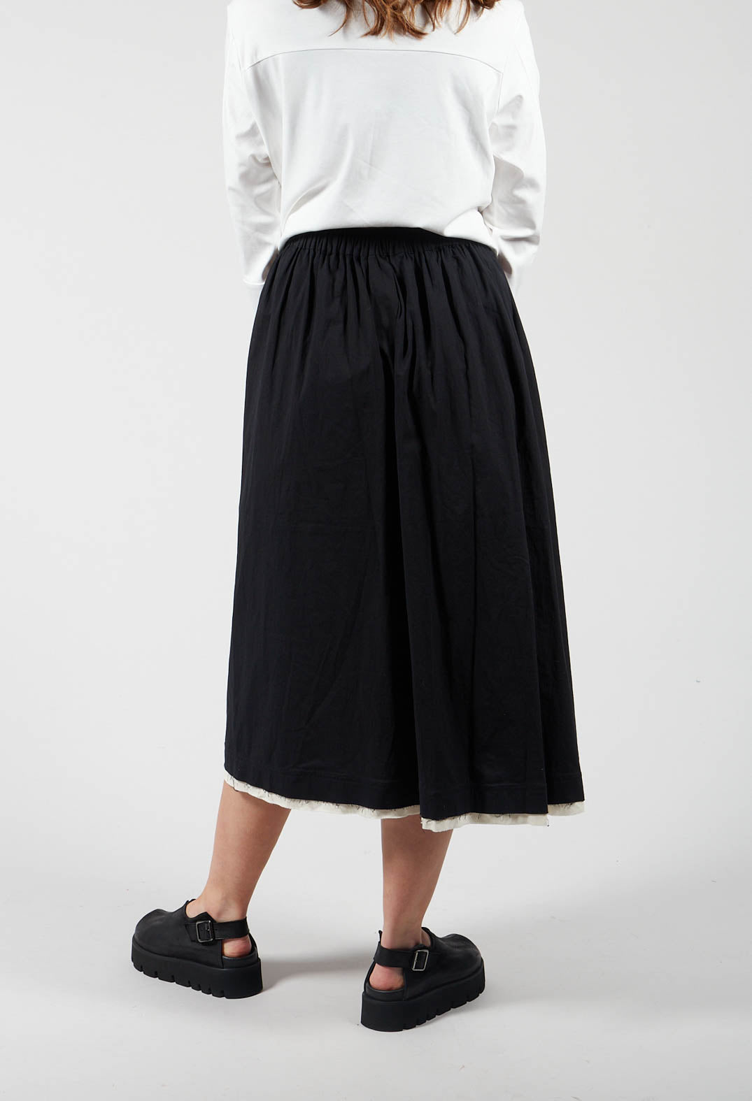 Contrast Raw Hem Skirt Trousers in Black / White