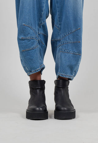 Leather Boots with Side Zips in Gasoline Nero