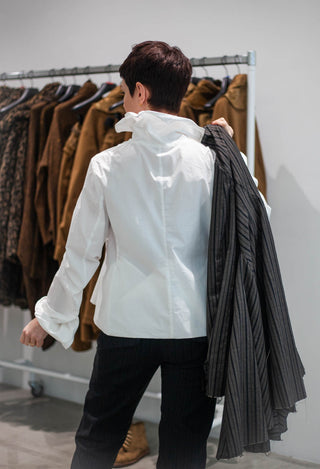 PRE-ORDER - Statement Collar Shirt in Black (Pictured in Off White) - 1230402