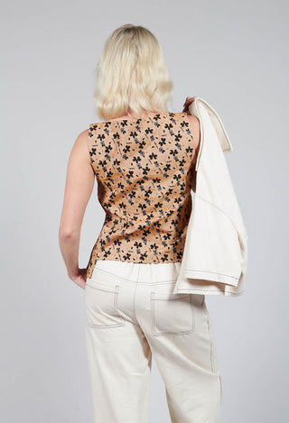 Sleeveless Structured Top with Print in Biscotto