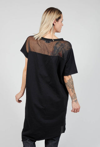 Sheer Panelled Longline Tunic in Nero