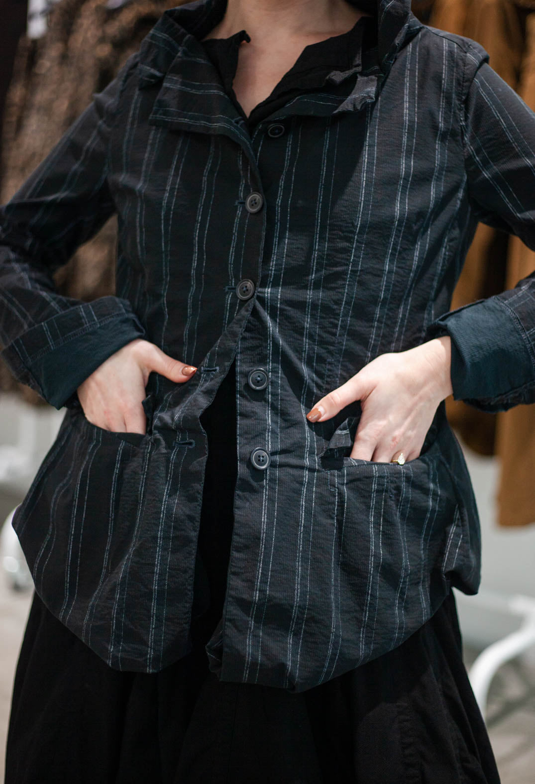 PRE-ORDER - Fitted Jacket in Umbra Cloud Stripe (Pictured in Petrol Cloud Stripe) - 1241109