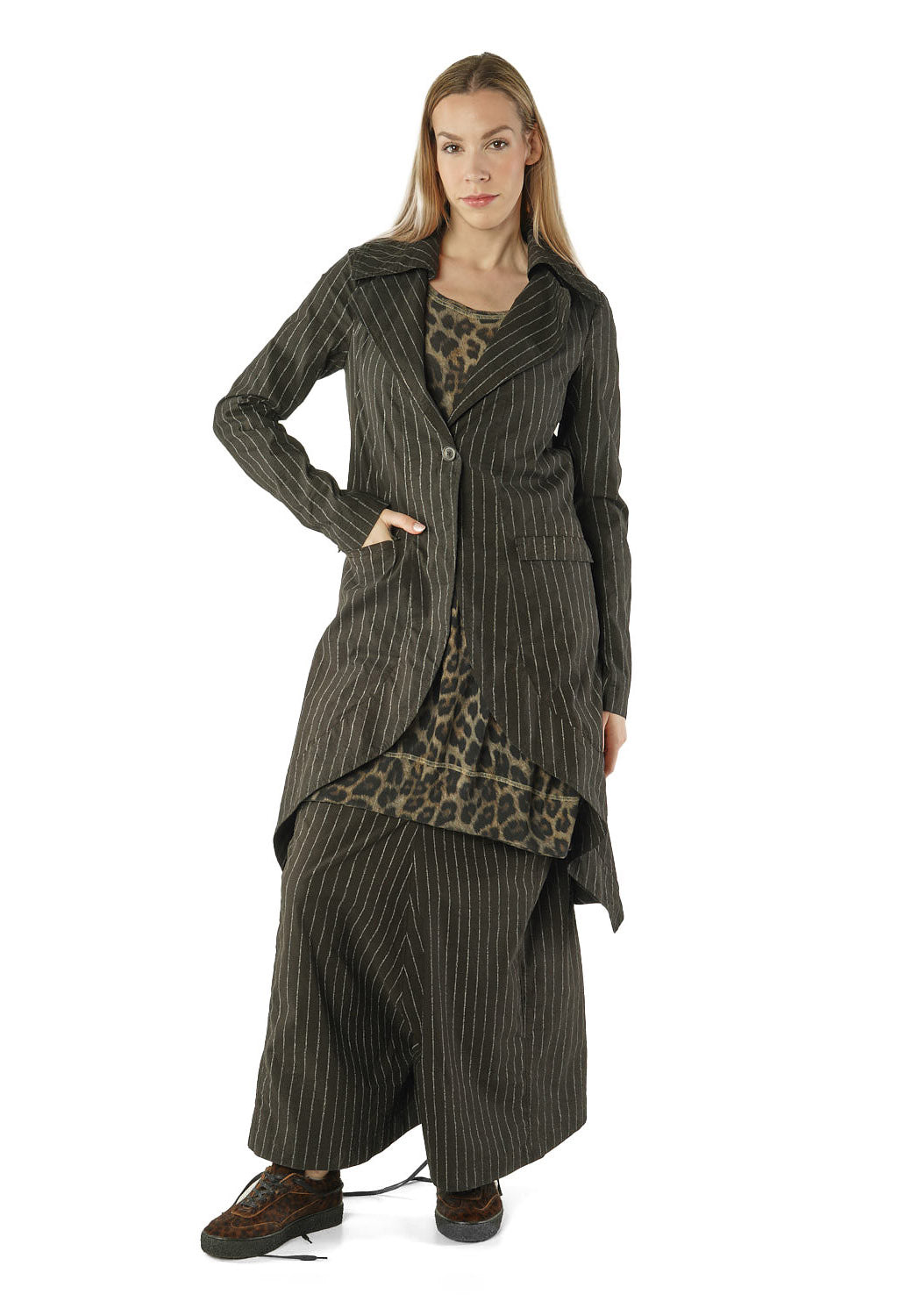 PRE-ORDER - Fitted Coat in Purple Cloud Stripe (Pictured in Umbra Cloud Stripe) - 1241211
