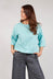 Three Quarter Length Sleeve Boxy Top in Green