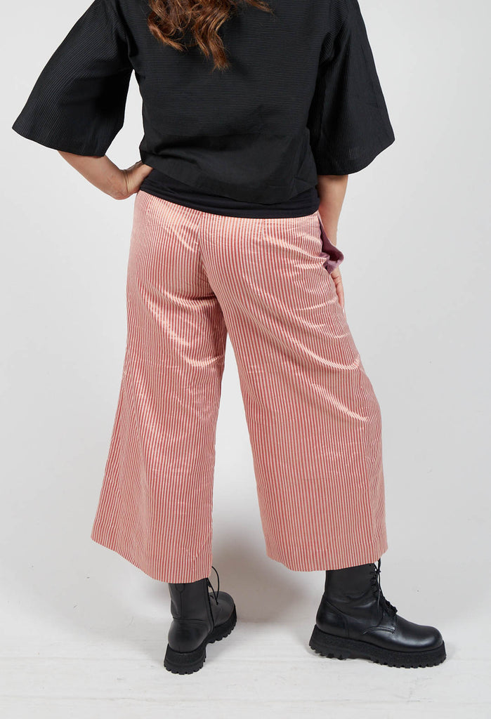 Striped Flared Culottes in Red