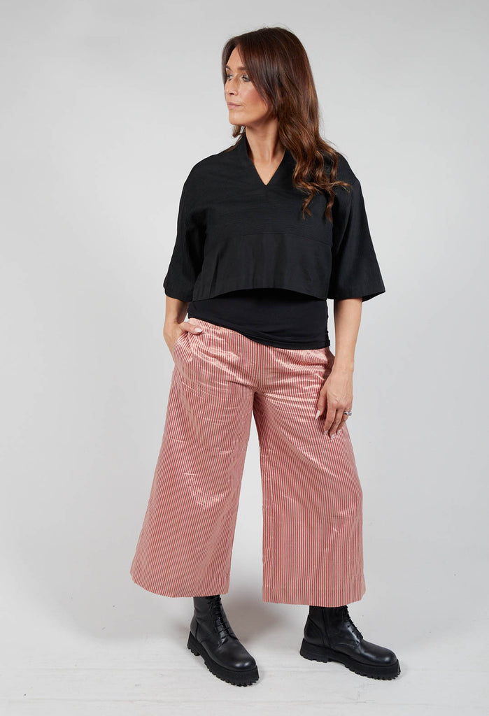 Striped Flared Culottes in Red