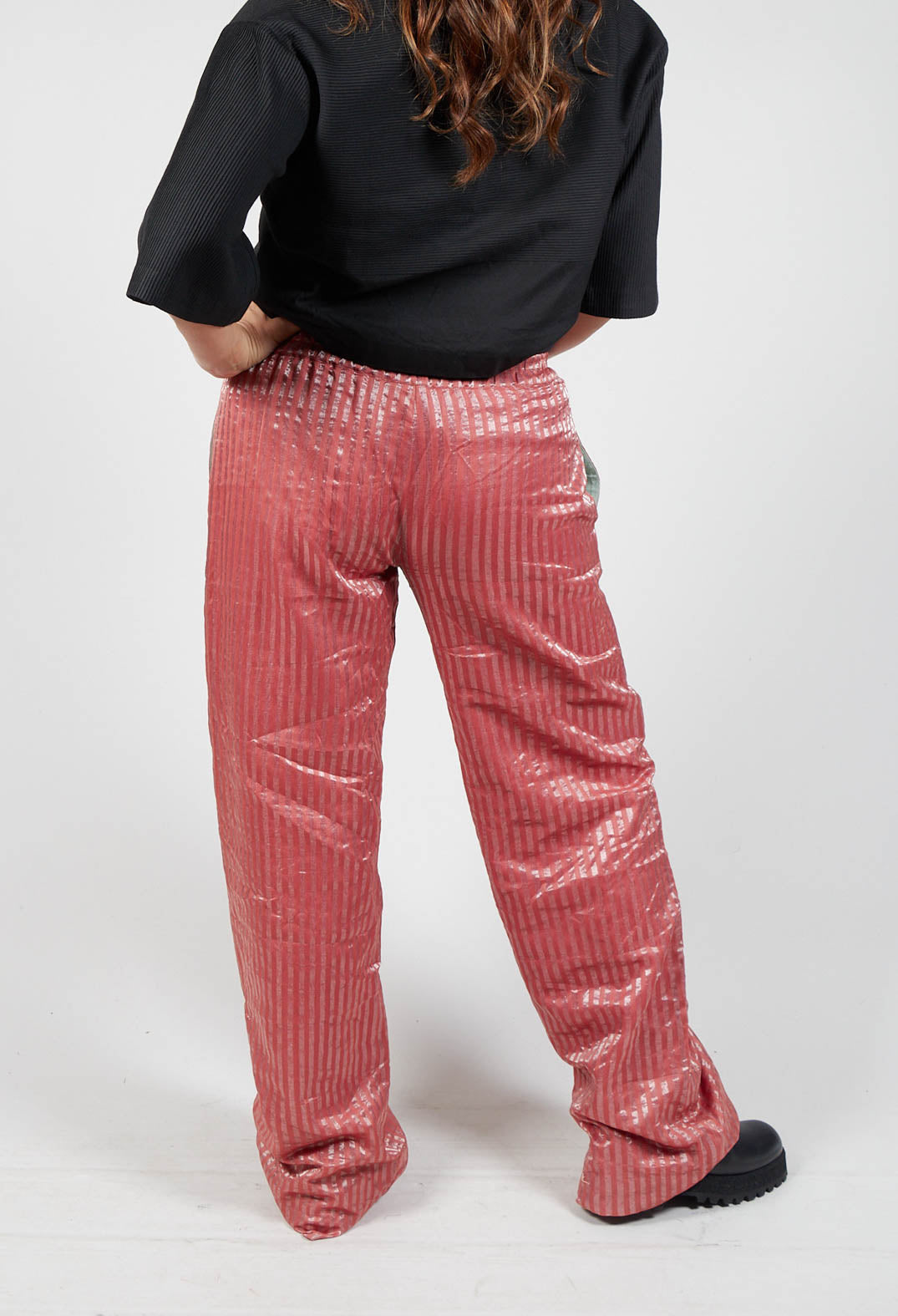 Longline Flared Trousers in Red