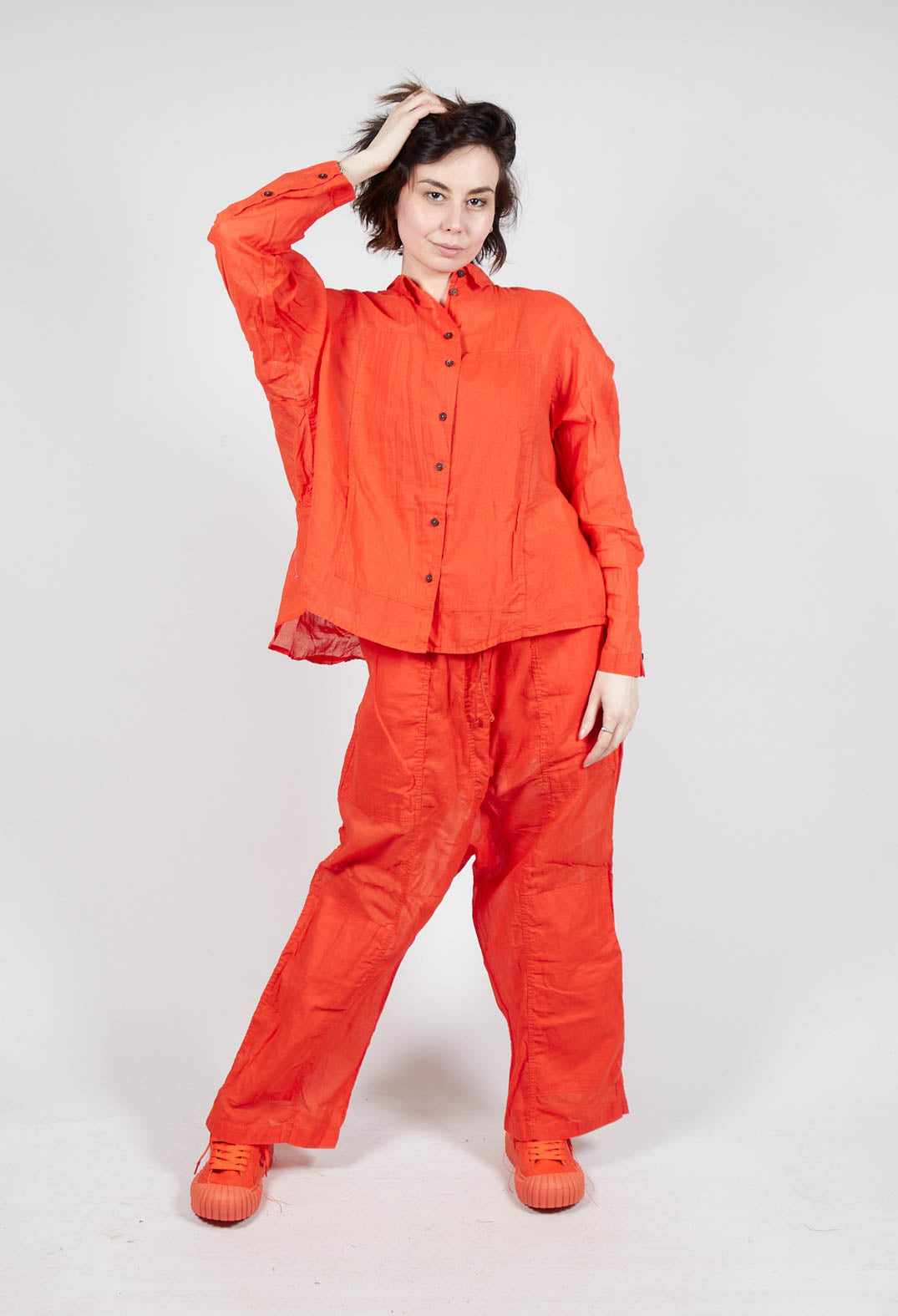 Sheer Crinkled Shirt in Mandarine Paper