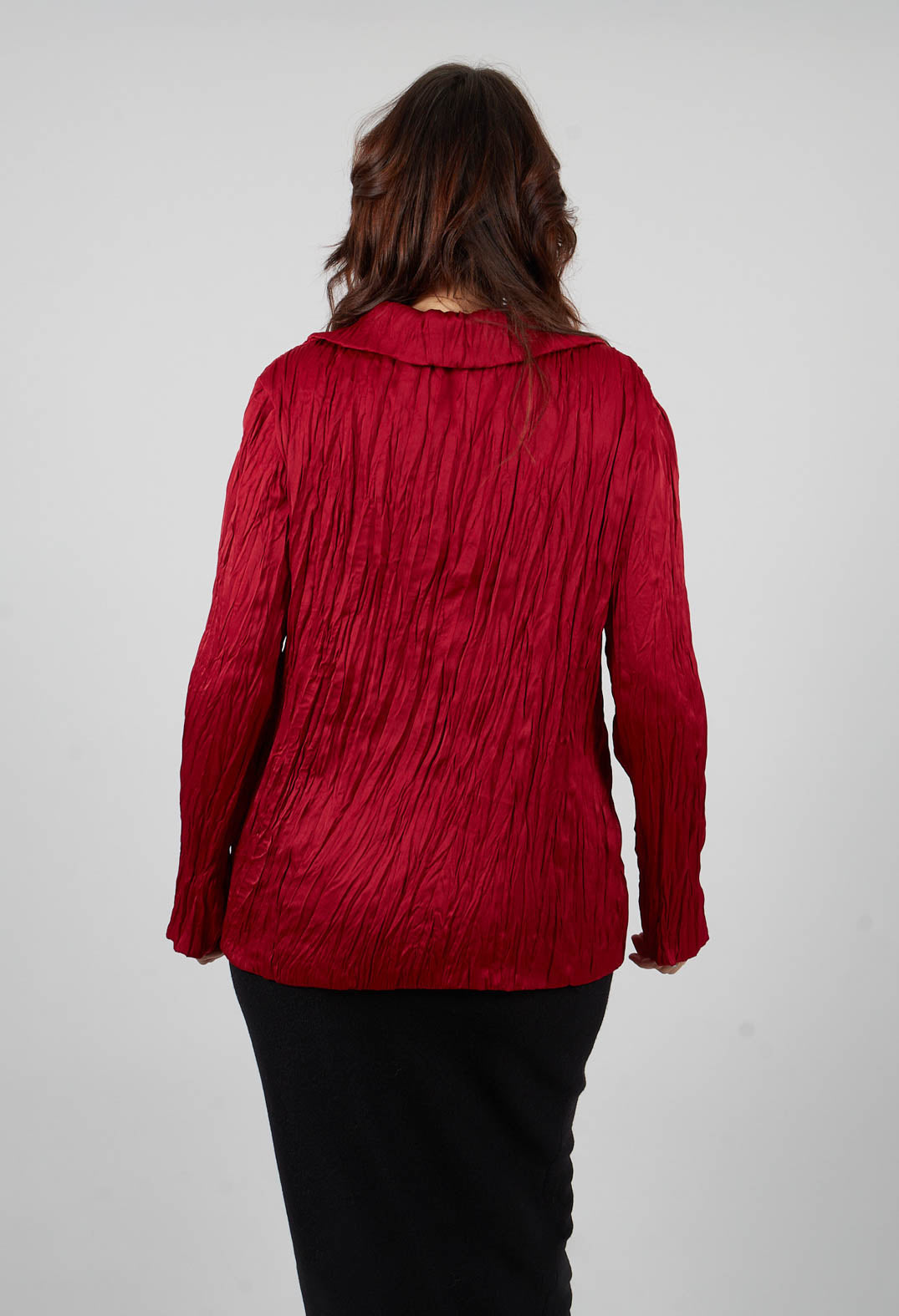 Crinkled Zipped Up Top in Red