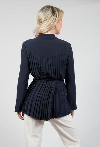 Collarless Tailored Jacket in Navy