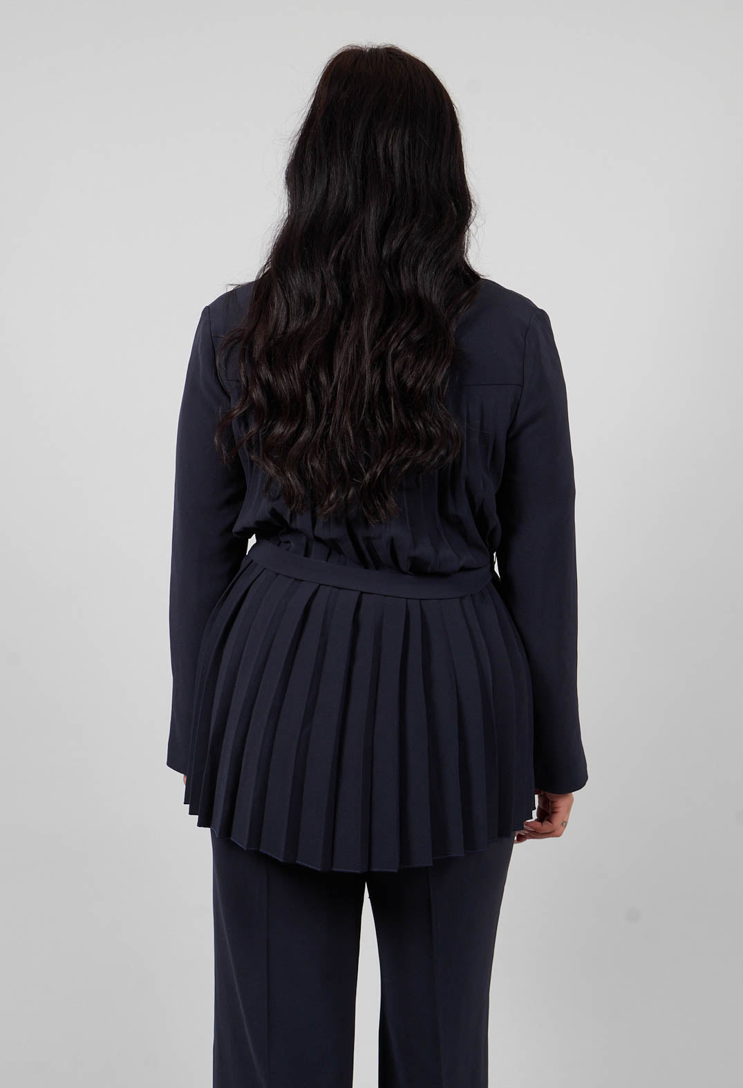 Collarless Tailored Jacket in Navy