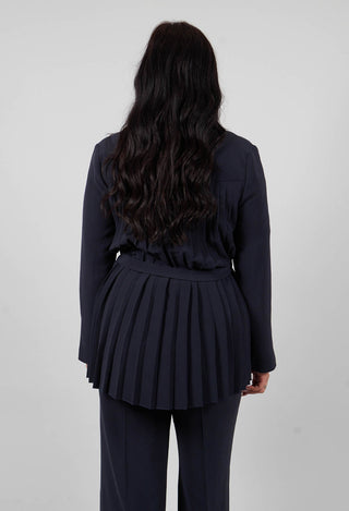 Collarless Tailored Jacket in Navy