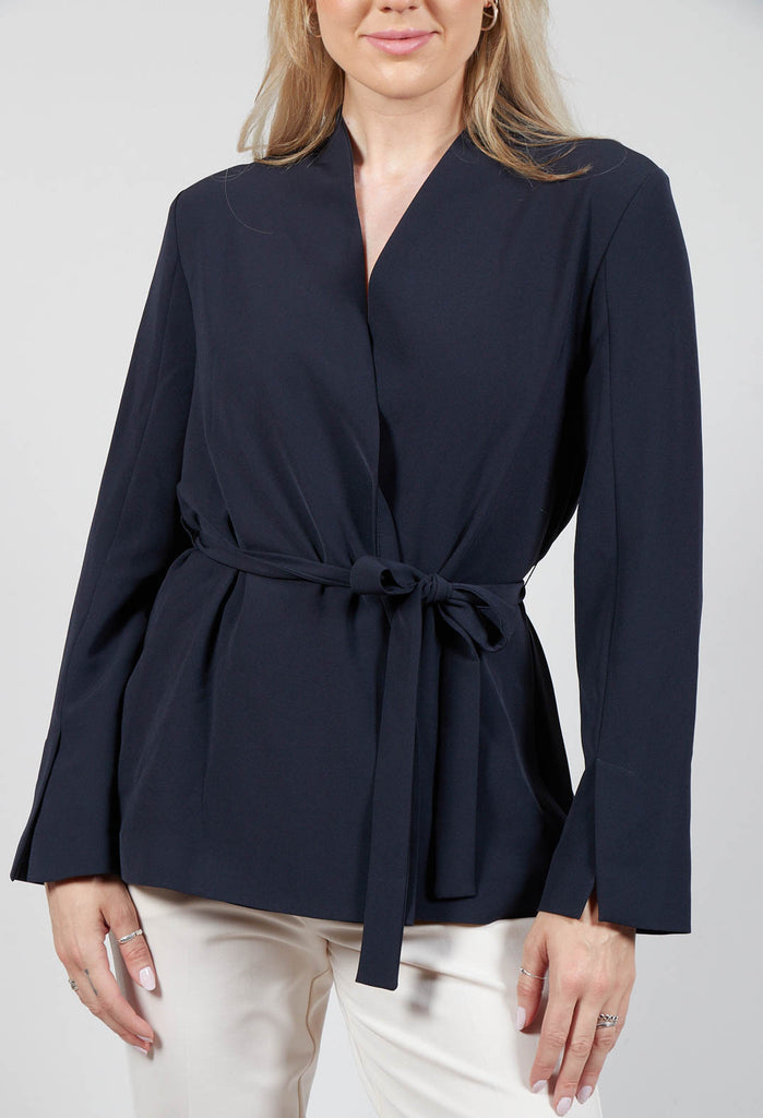 Collarless Tailored Jacket in Navy