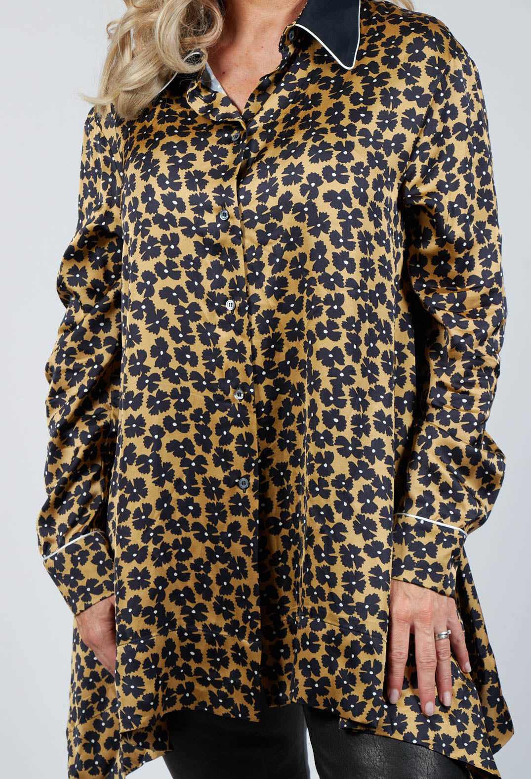 black printed shirt with long sleeves