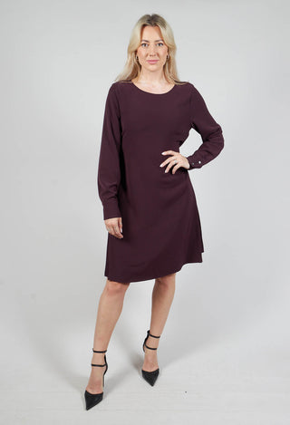 Pleated Shift Dress in Plum