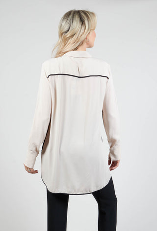 Tailored Shirt with Contrast Piping  in Stone