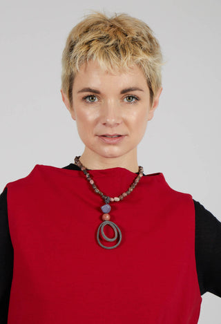 Rhodonite and Brush Horn Necklace in Pink