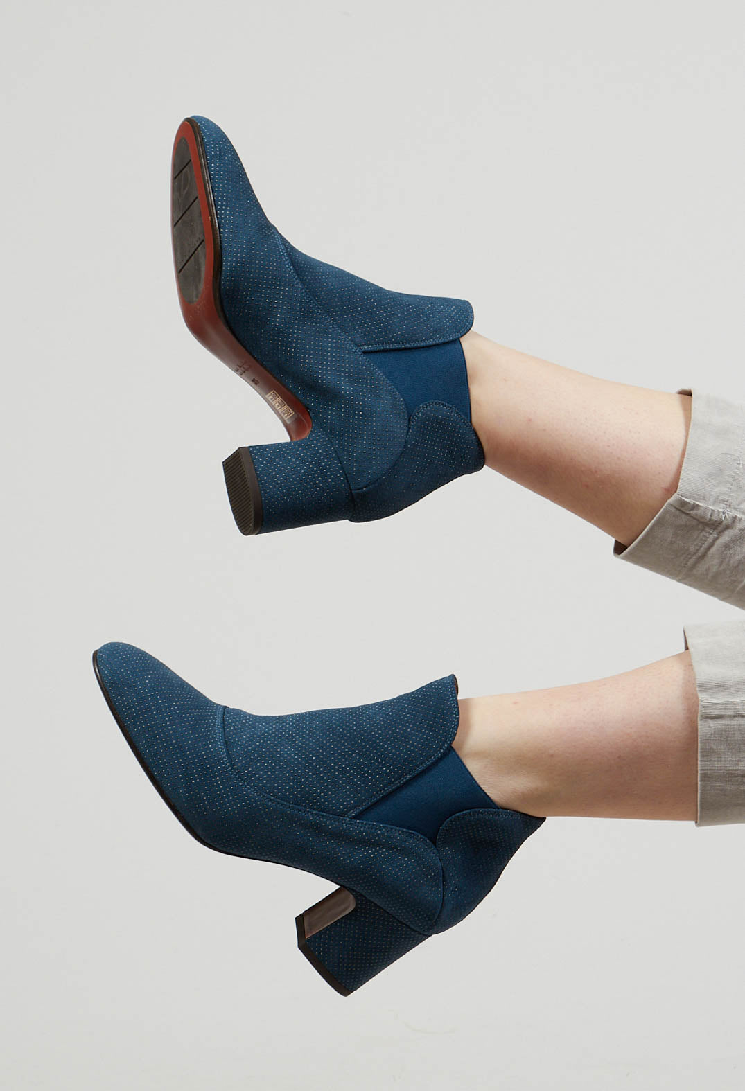 Heeled Ankle Boots in Galaxy Denim