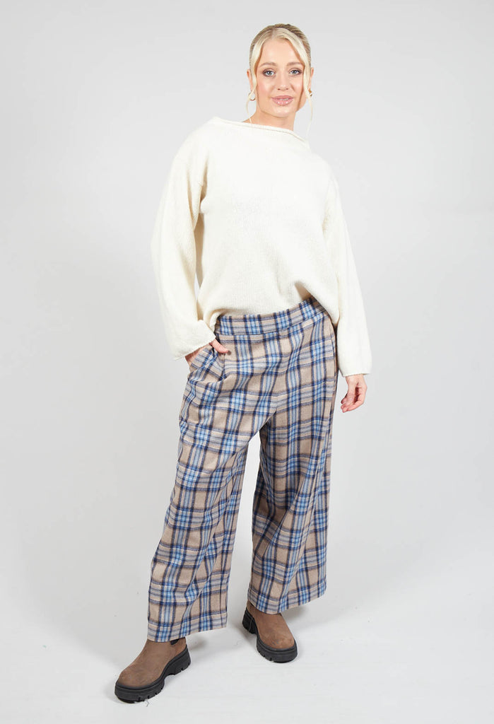 Wide Check Culottes in Blue