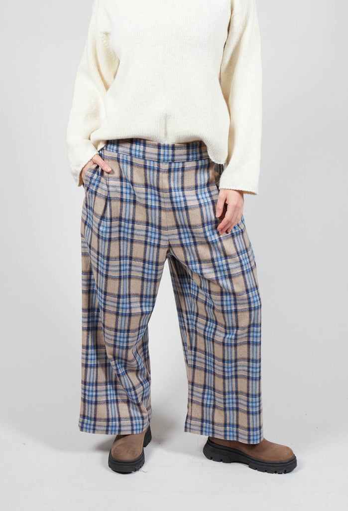 Wide Check Culottes in Blue