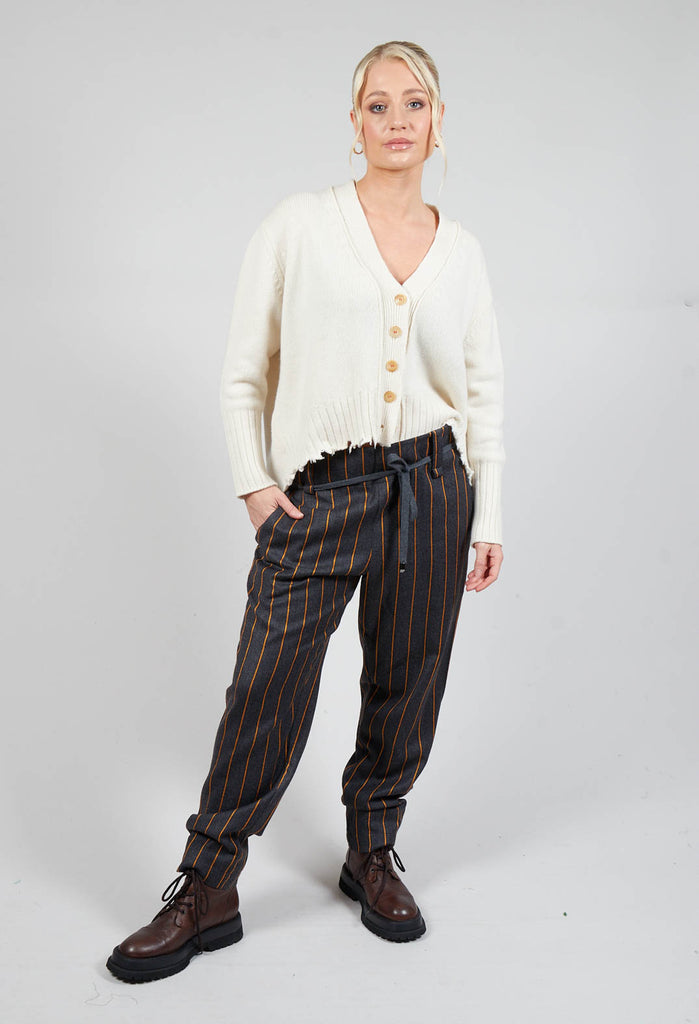 Straight Pinstripe Trousers in Grey