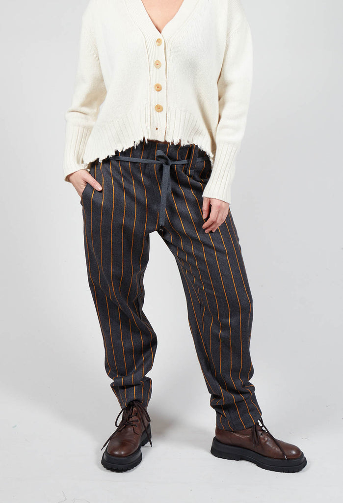 Straight Pinstripe Trousers in Grey