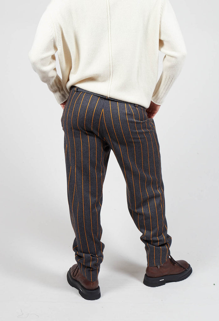 Straight Pinstripe Trousers in Grey