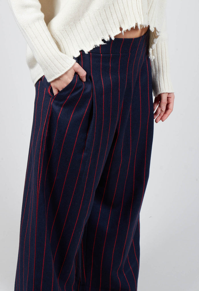 Pleated Wide Leg Culottes in Navy