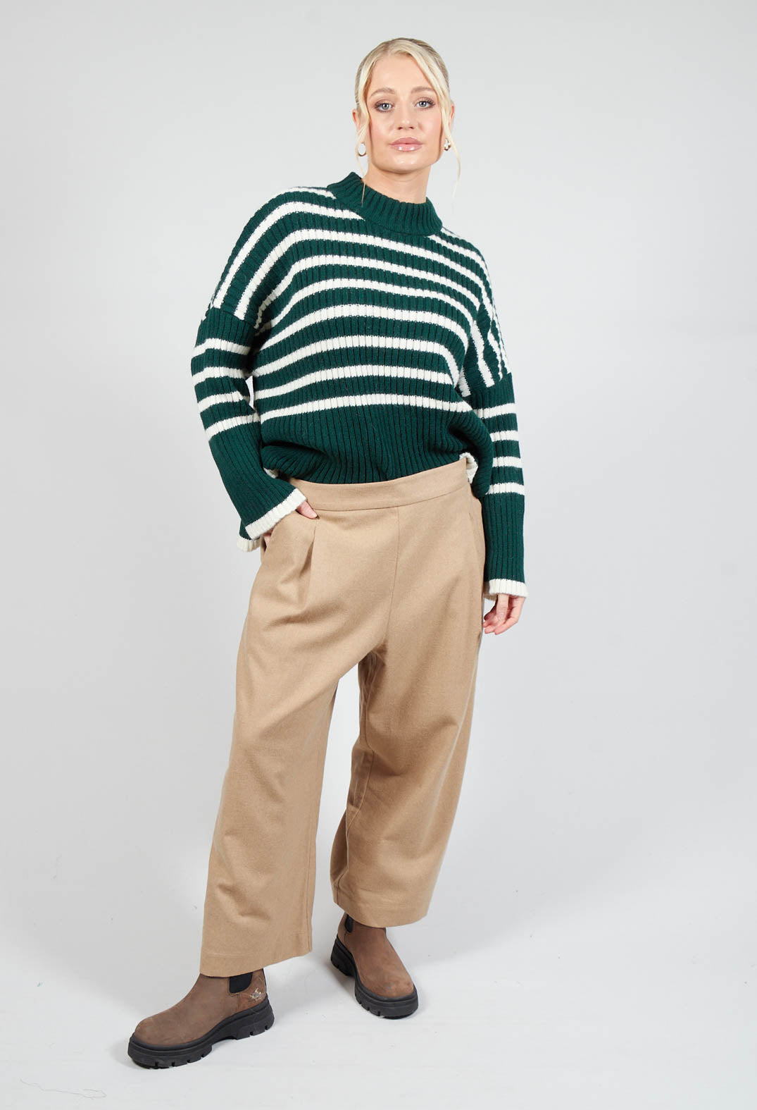 Wide Leg Woven Culottes in Beige