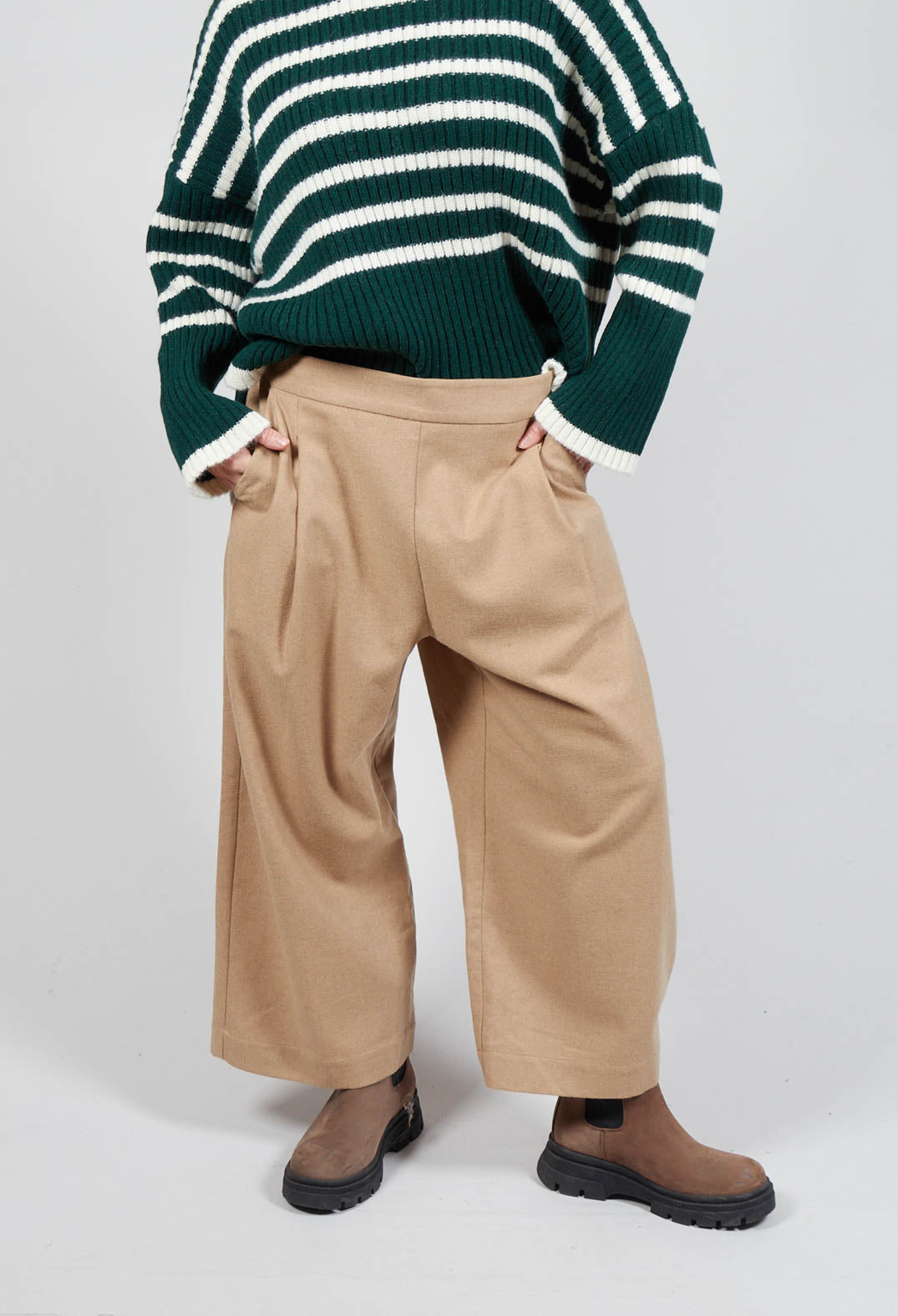 Wide Leg Woven Culottes in Beige
