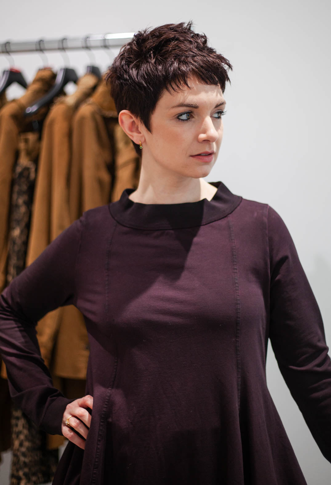 PRE-ORDER - Flared Hem Top in Purple Cloud - 1280502