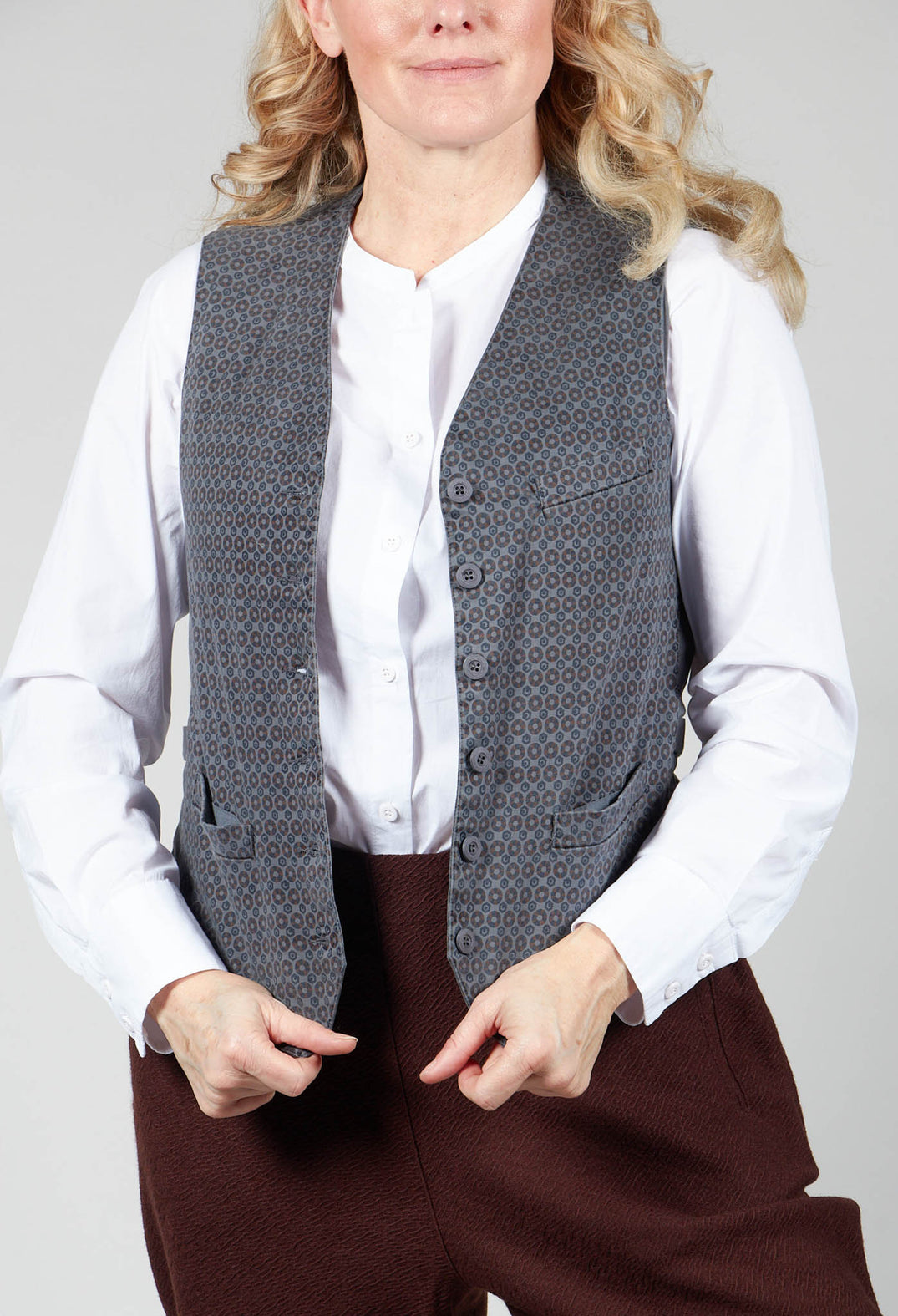 Printed Waistcoat in Anthra