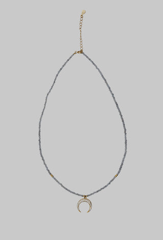 Crescent Moon Necklace in Pale Grey