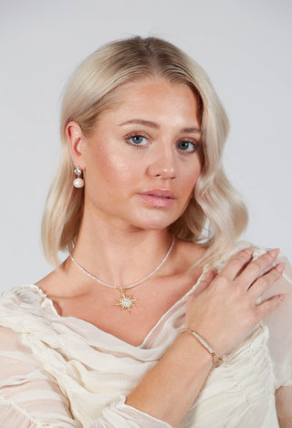 Cubic Zircon Pave’ Bar Bracelet in Gold