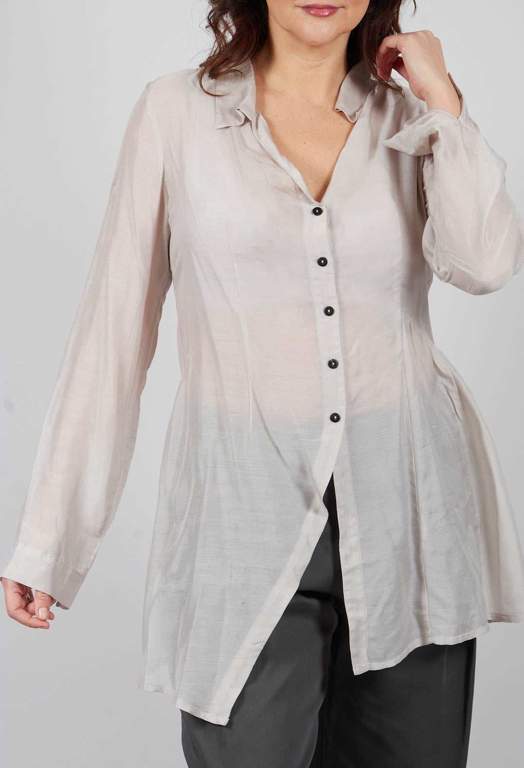Sheer Shirt in White Clay
