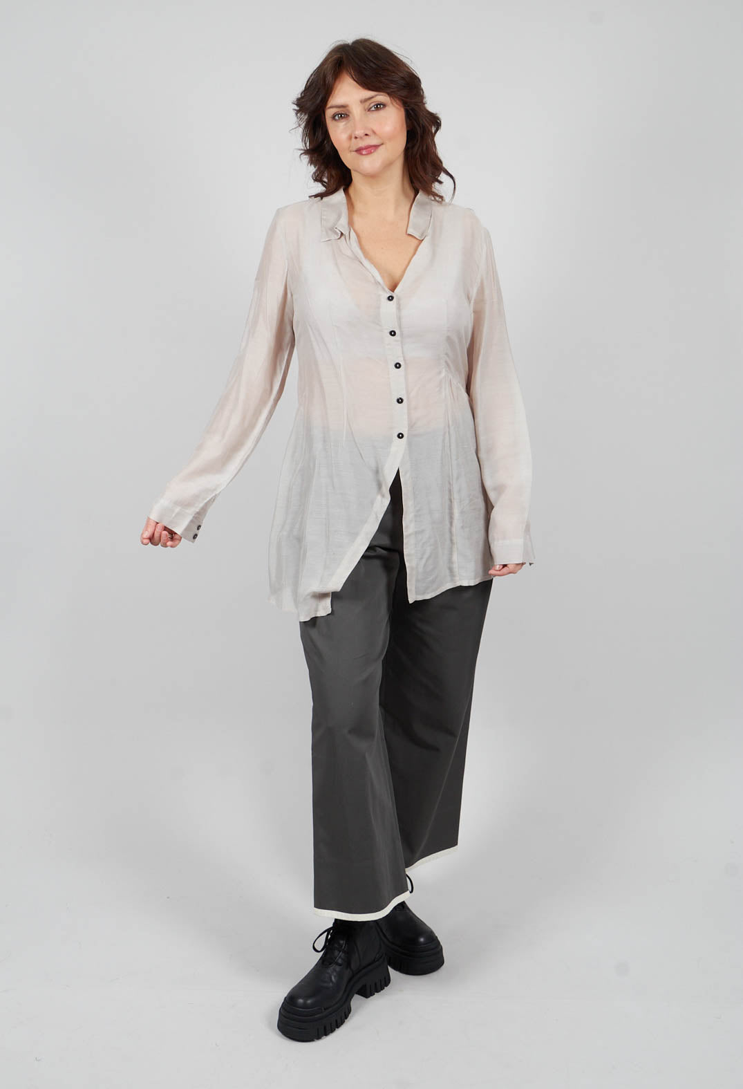 Sheer Shirt in White Clay