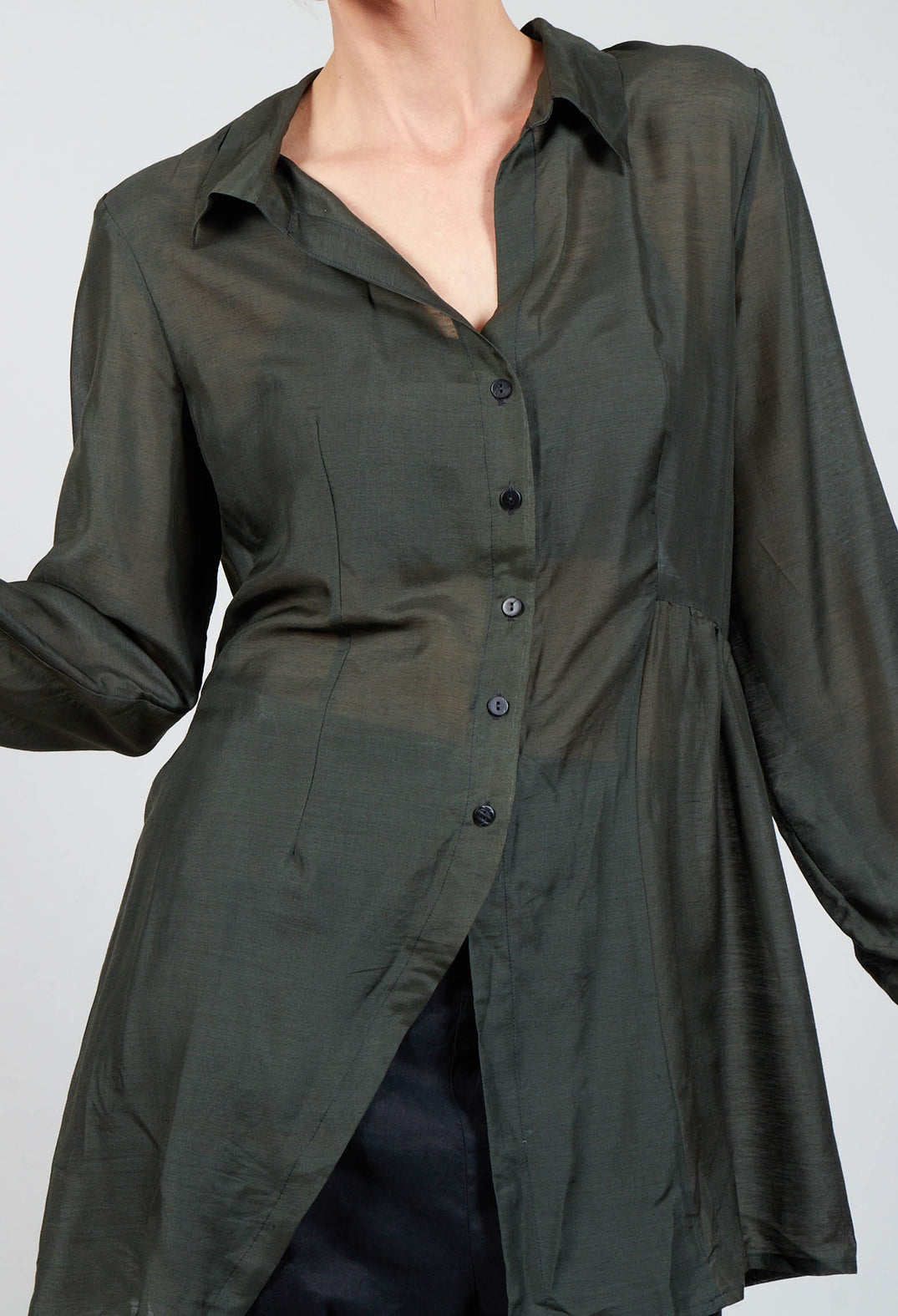 Sheer Shirt in Moss Green