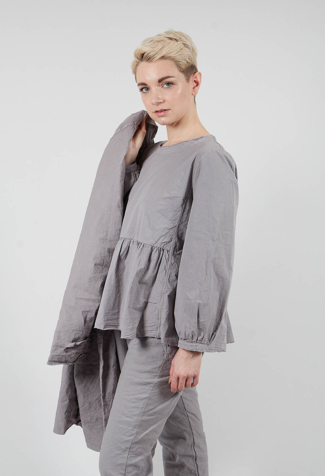 Peplum Style Shirt in Taupe