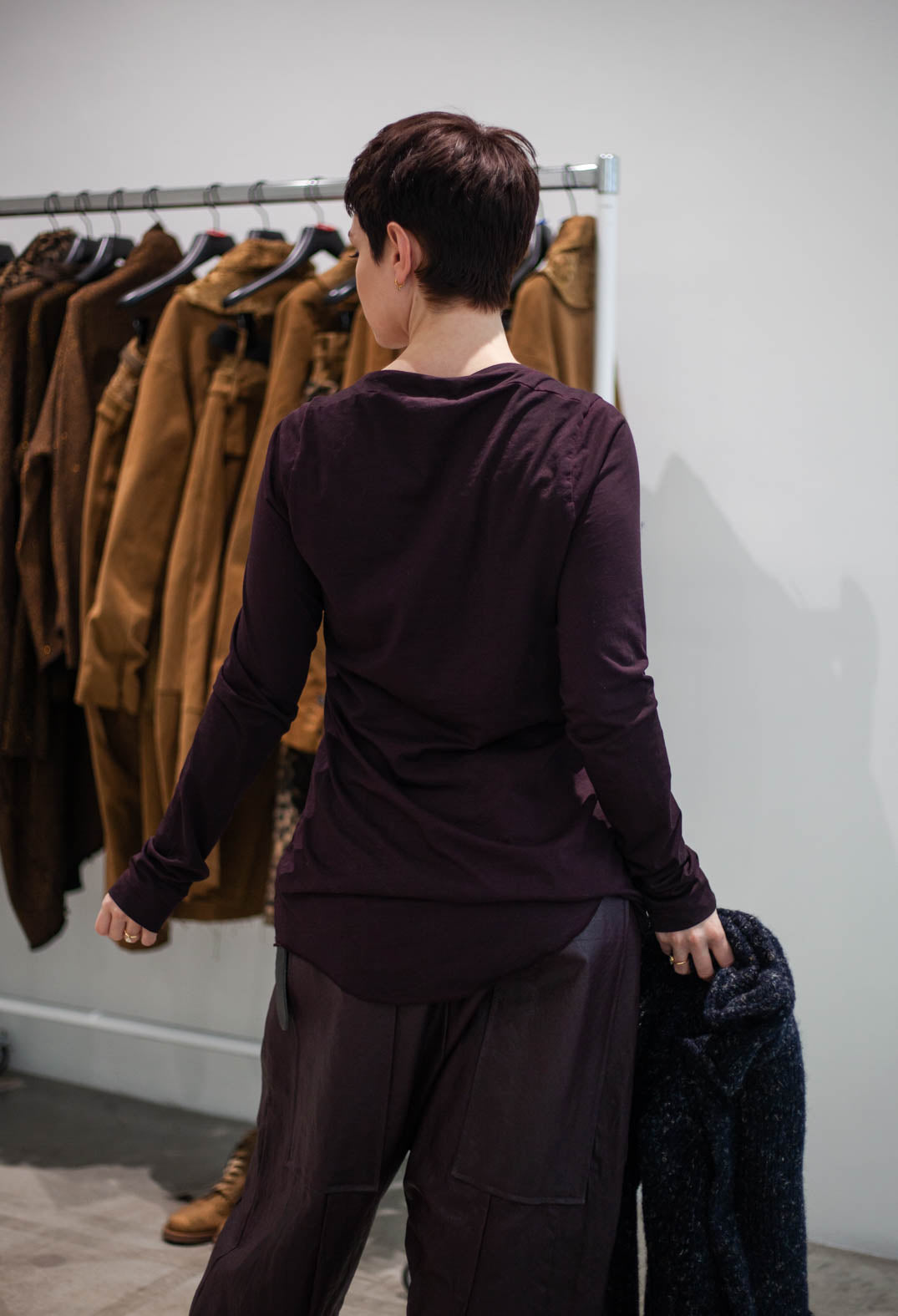 PRE-ORDER - Long Sleeve Top with Motif in Black Print (Pictured in Purple Print) - 1300501